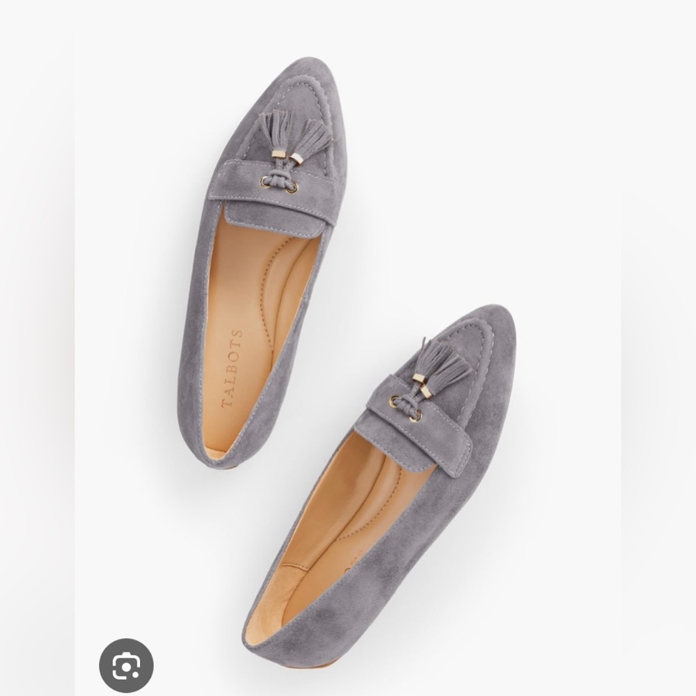 Talbots Gray Suede Tassel Loafers